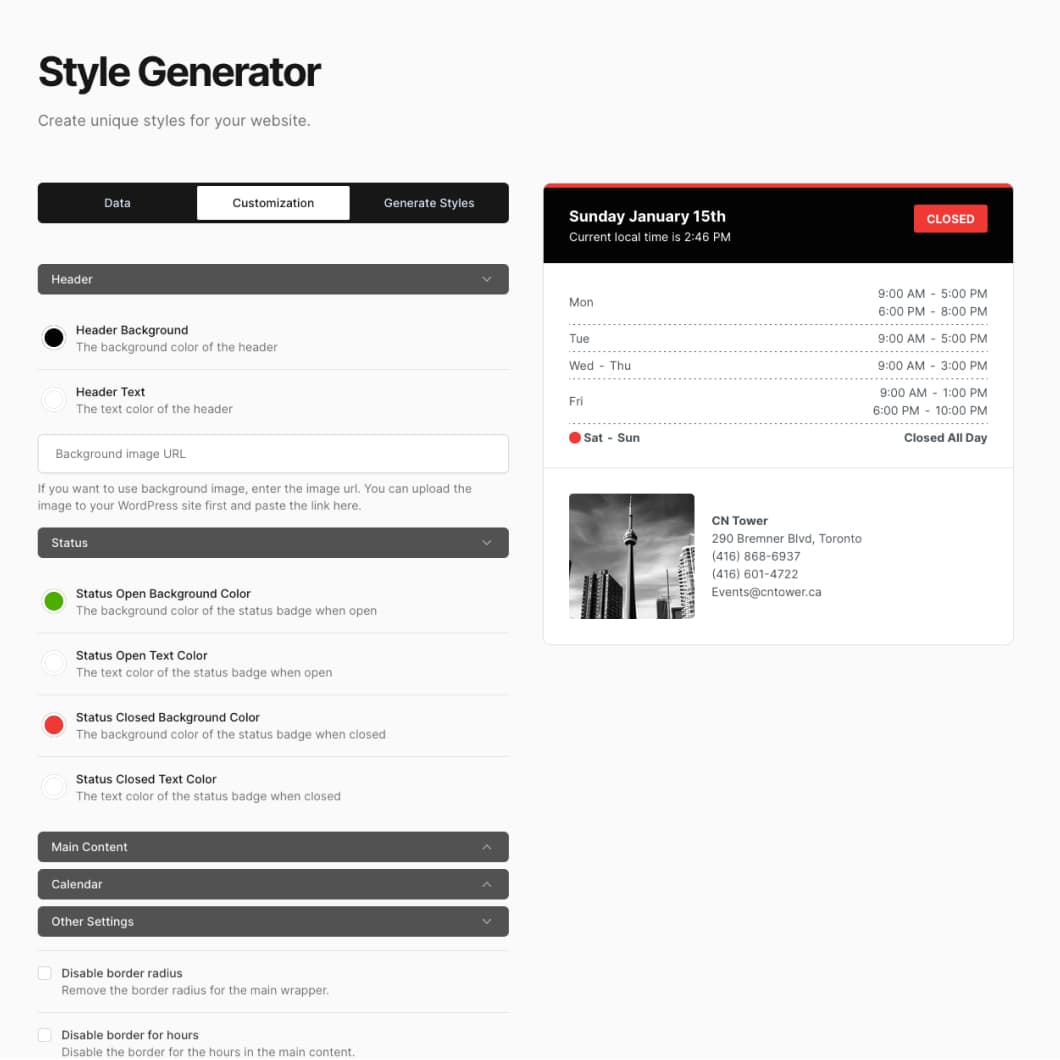 Modern and Customizable Style Generator